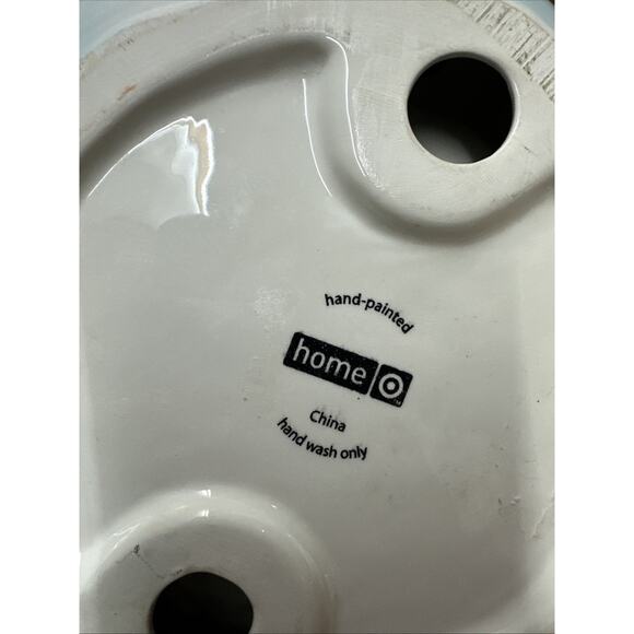 Ceramic Snowman Candy Dish With Blue Scarf Handle - Picture 6 of 6